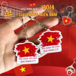 Móc khóa mica mừng 51 năm thống nhất đất nước